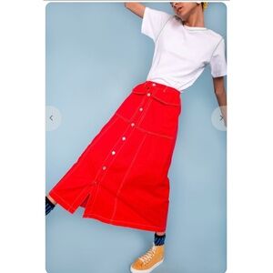 L.F. Markey NWOT Red A-Line Maxis Hector Skirt, 8